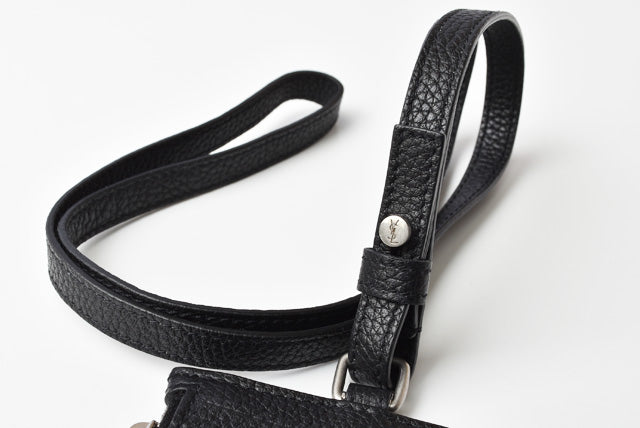 Saint Laurent- Paris Coin Case Card Case Neck Strap Leather Black