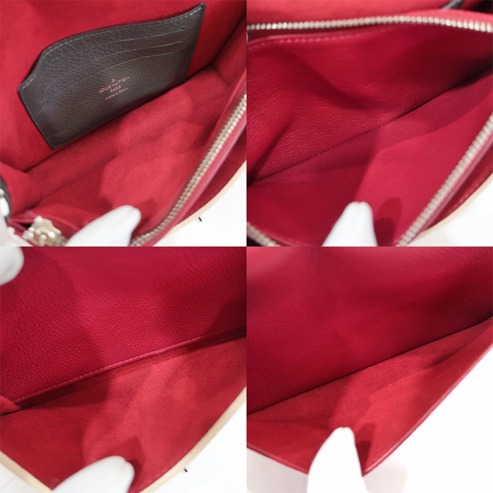 Louis Vuitton Pochette Lock Me Chain Shoulder Bag Bordeaux Beige Silver