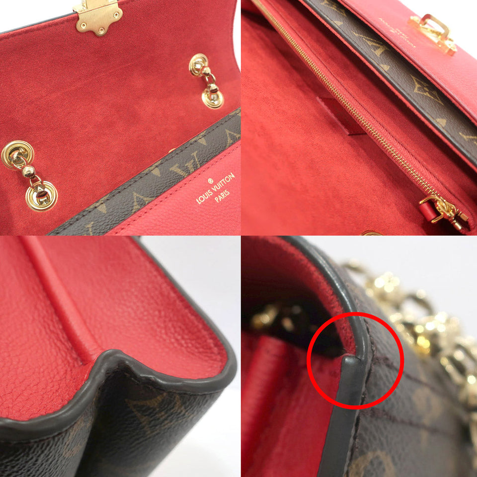 Louis Vuitton Vavin Chain Shoulder Bag Monogram Canvas Leather Red