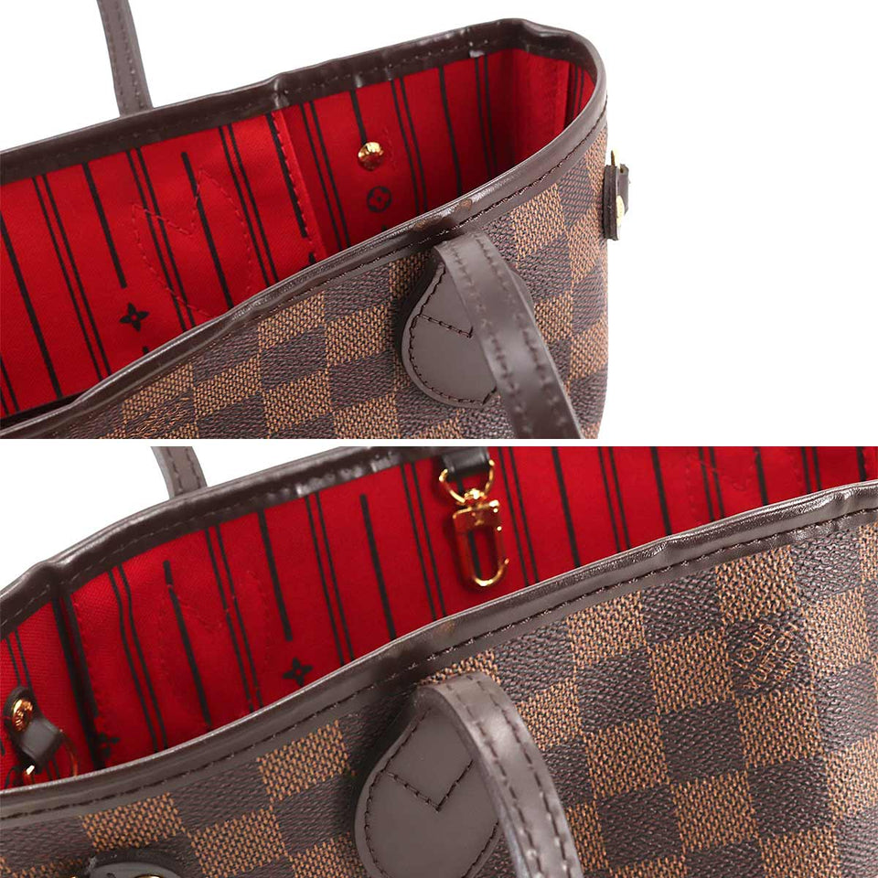 Louis Vuitton Damier Neverfull PM Tote Bag Ebene Series Brown