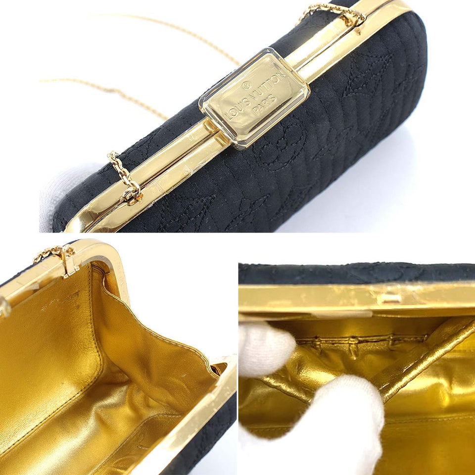 Louis Vuitton Monogram Motard Minaudière Chain Shoulder Clutch Bag Noir Black