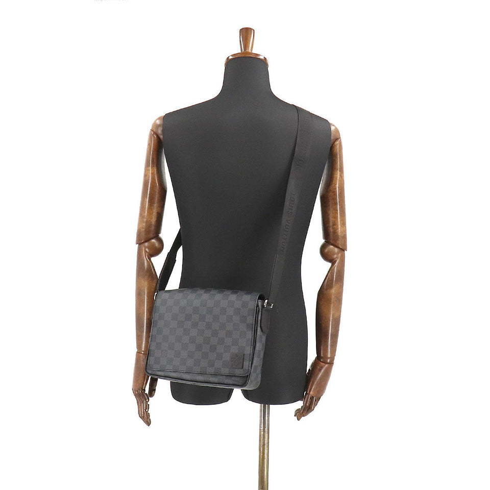 Louis Vuitton Damier Graphite District PM NV3 Shoulder Bag Black