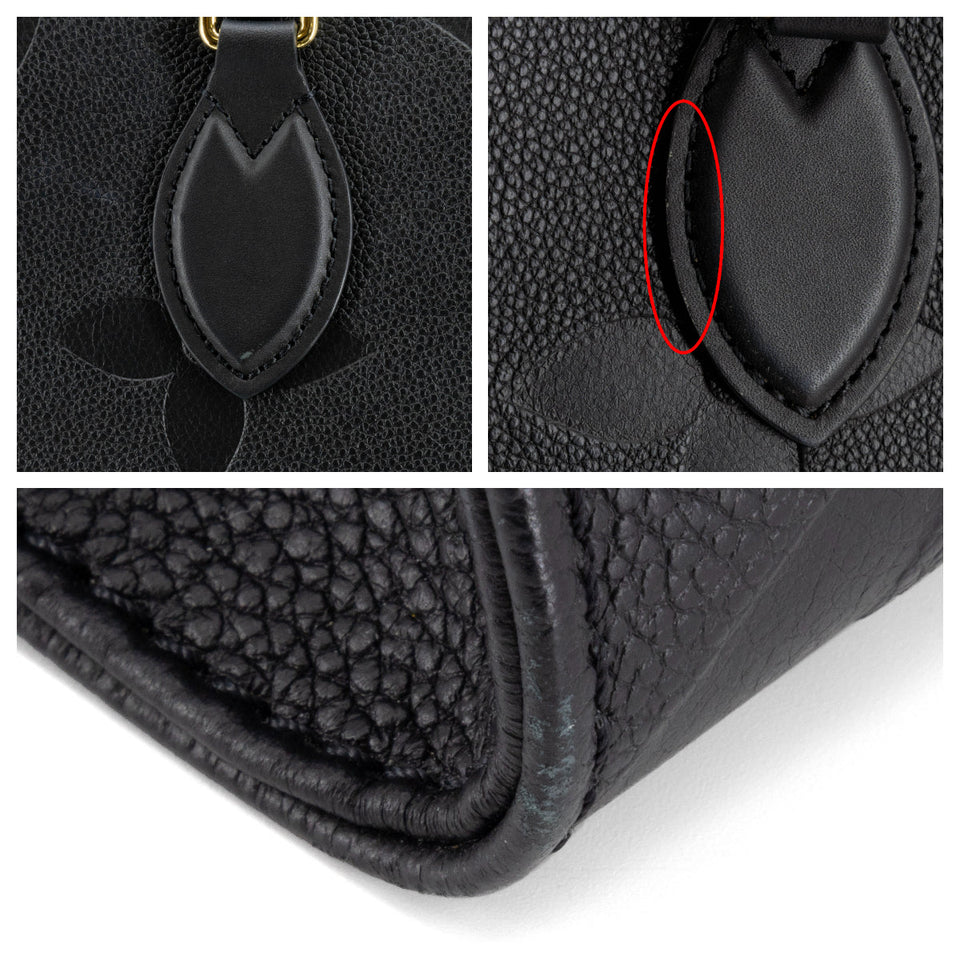 Louis Vuitton On The Go MM Shoulder Bag Monogram Implant Leather Black