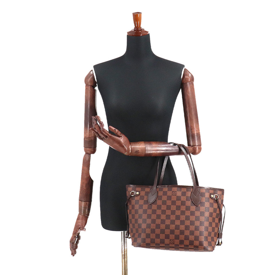 Louis Vuitton Damier Neverfull PM Tote Bag Brown Gold Hardware