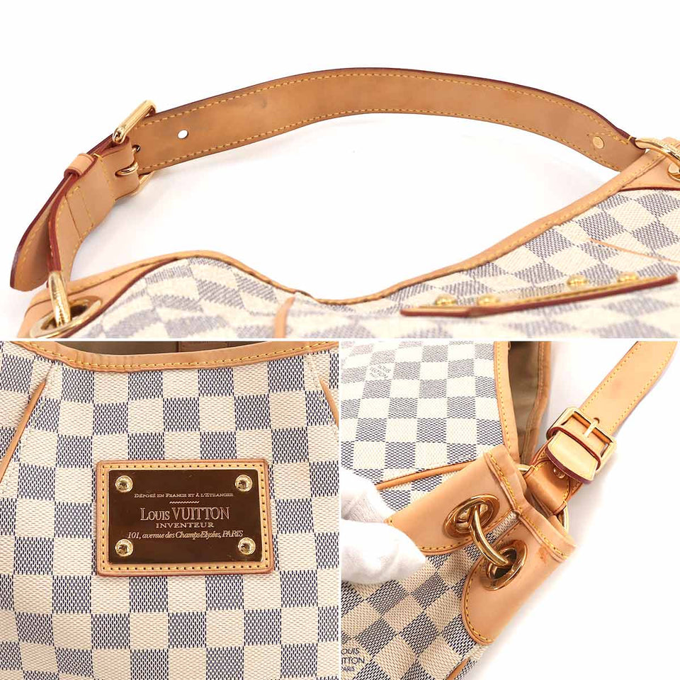 Louis Vuitton Damier Azur Galliera PM Shoulder Bag White Gray