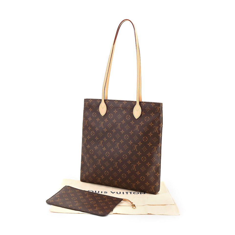 Louis Vuitton Monogram Carry It Tote Bag Brown Gold Hardware