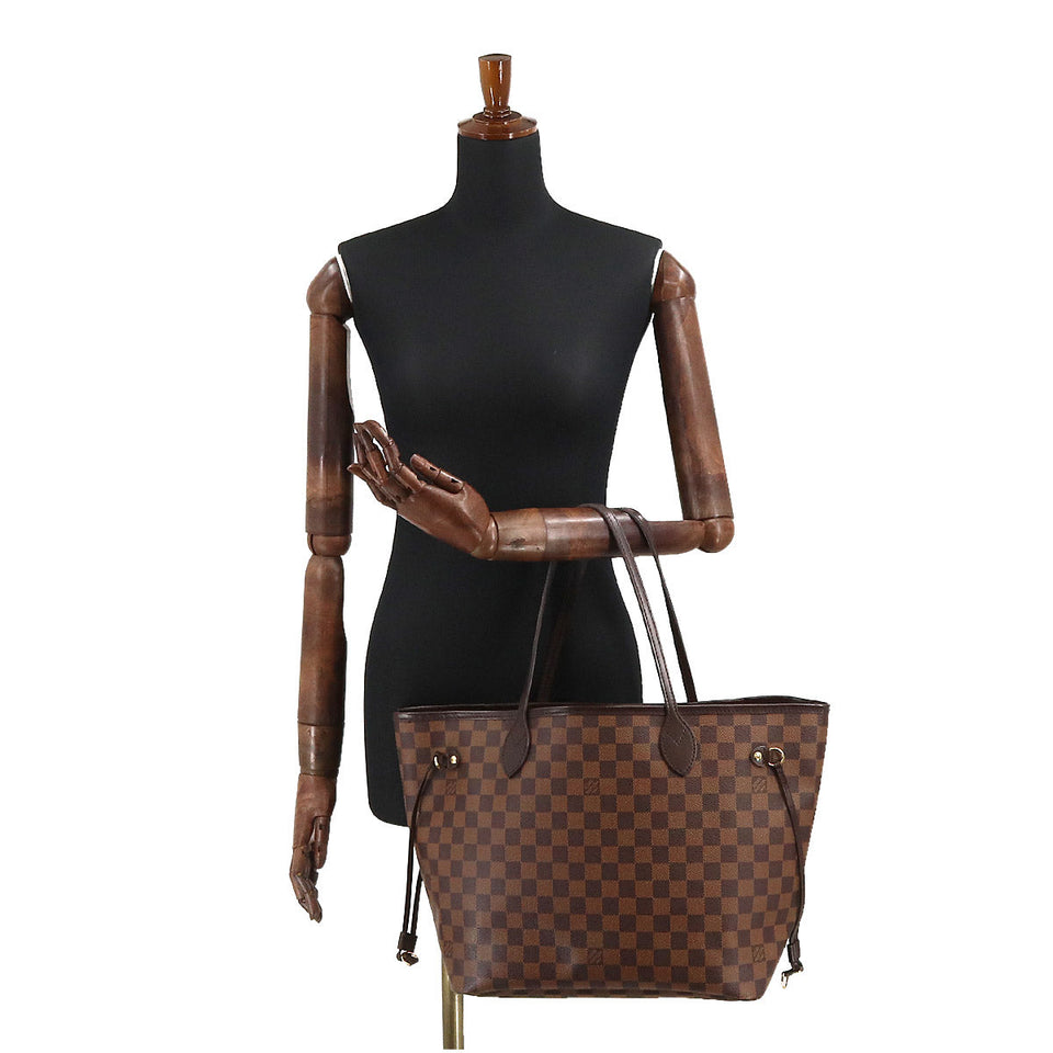 Louis Vuitton Damier Neverfull MM Tote Bag Ebene Brown