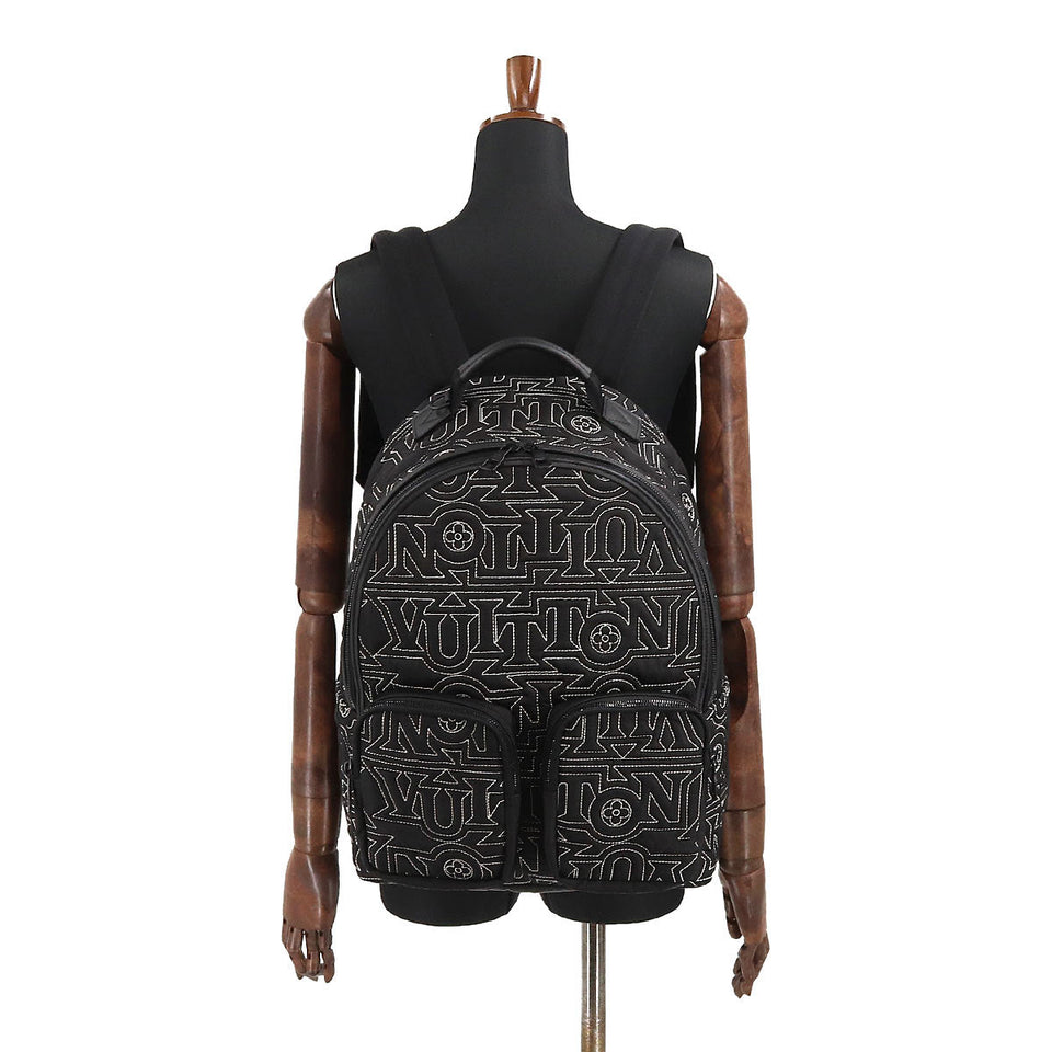 Louis Vuitton Backpack Multi-pocket Rucksack Nylon Leather Black