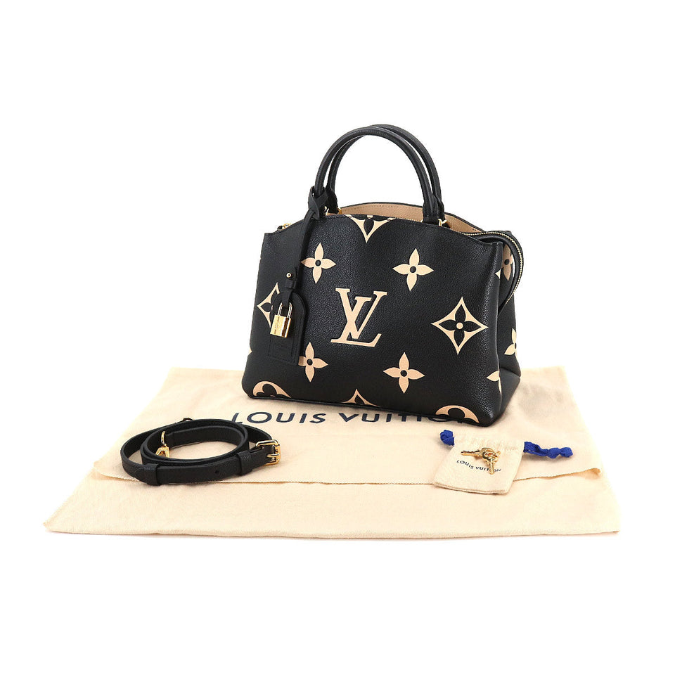Louis Vuitton Bicolor Monogram Emplant Petit Palais PM Shoulder Bag Black Beige