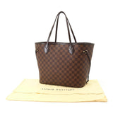 Louis Vuitton Damier Neverfull MM Tote Bag Ebene Brown Cerise Gold Metal Fittings