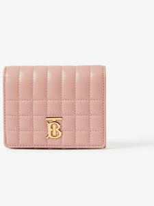 Luxury Burberry Lola Quilted Leather Folding Wallet Dusty Pink