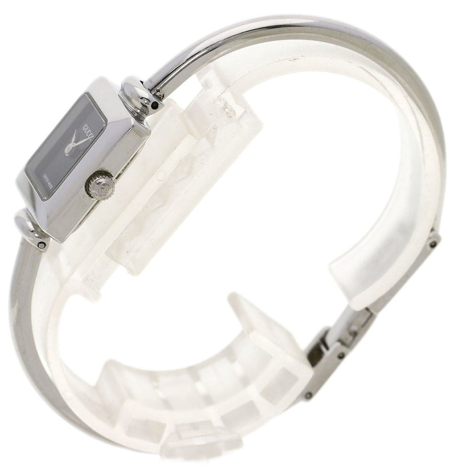 Gucci Watches Quartz 1900L Stainless Steel , Stainless Steel Silver Square face black dial Women