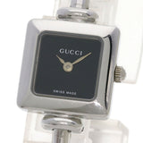 Gucci Watches Quartz 1900L Stainless Steel , Stainless Steel Silver Square face black dial Women