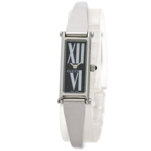 Gucci Watches Quartz 1500L Stainless Steel , Stainless Steel Silver Square face black dial Women