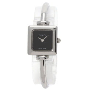 Gucci Watches Quartz 1900L Stainless Steel , Stainless Steel Silver Square face black dial Women