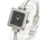Gucci Watches Quartz 1900L Stainless Steel , Stainless Steel Silver Square face black dial Women