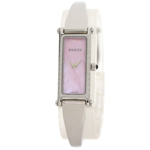 Gucci Watches Quartz 1500L Stainless Steel , Stainless Steel Silver Square face Pink shell dial Women