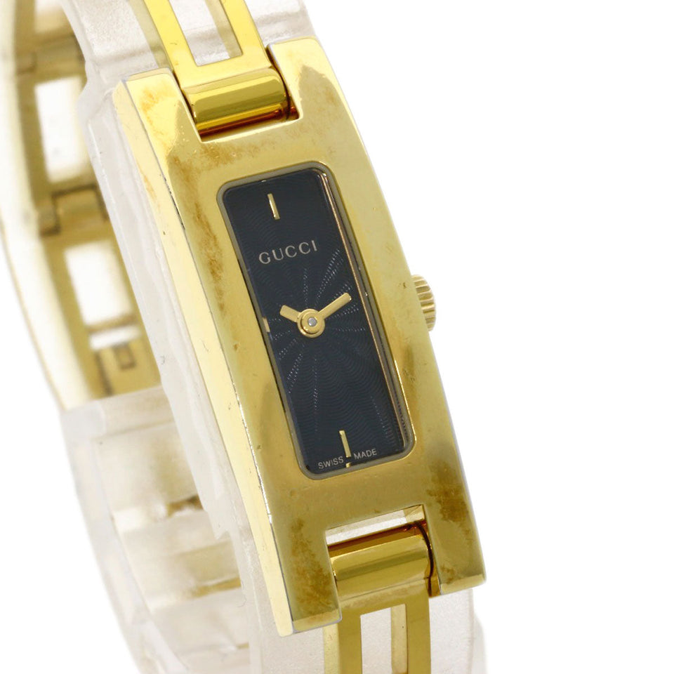 Gucci Watches Quartz 3900L Gold Plated , Gold Plated gold Square face black dial Women