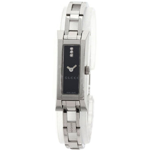 Gucci Watches Quartz 110 Stainless Steel , Stainless Steel Silver Square Face 3P Diamond black dial Women