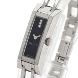 Gucci Watches Quartz 110 Stainless Steel , Stainless Steel Silver Square Face 3P Diamond black dial Women