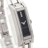 Gucci Watches Quartz 110 Stainless Steel , Stainless Steel Silver Square Face 3P Diamond black dial Women