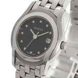 Gucci Watches Quartz 5500L Stainless Steel , Stainless Steel Silver 11P Diamond black dial Women