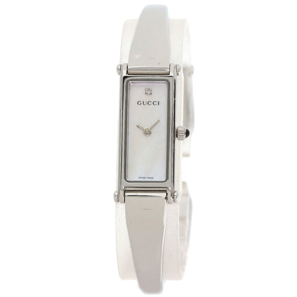 Gucci Watches Quartz 1500L Stainless Steel , Stainless Steel Silver Square face White shell dial Women