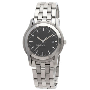 Gucci Watches Quartz 5500XL Stainless Steel Silver Round face black dial mens