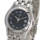 Gucci Watches Quartz 5500L Stainless Steel , Stainless Steel Silver Round face black dial Women
