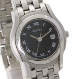 Gucci Watches Quartz 5500L Stainless Steel , Stainless Steel Silver Round face black dial Women