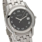 Gucci Watches Quartz 5500M Stainless Steel , Stainless Steel Silver Round face black dial mens
