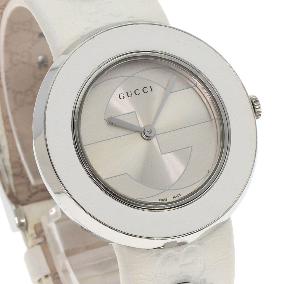 Gucci Watches Quartz 129.4 Stainless Steel, Leather white You play Silver dial mens
