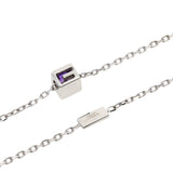Gucci Necklace K18WG Silver Square G Amethyst Women