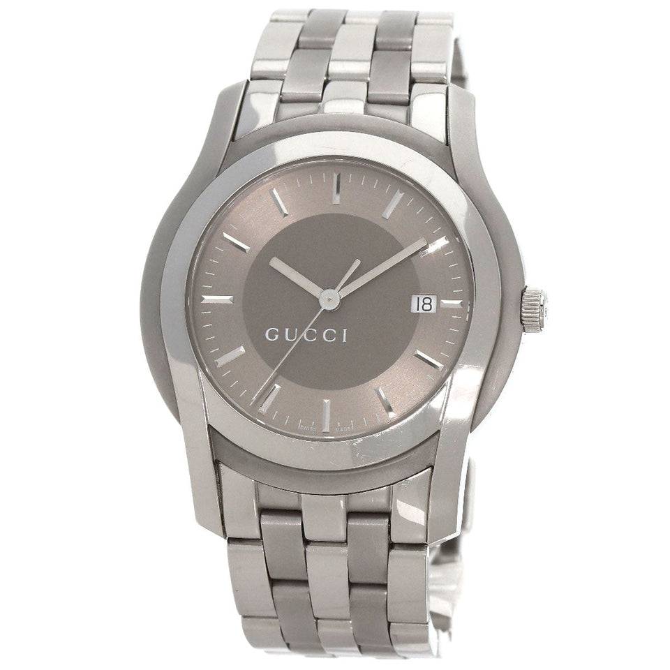 Gucci Watches Quartz 5500XL Stainless Steel , Stainless Steel Silver Round face Silver dial mens