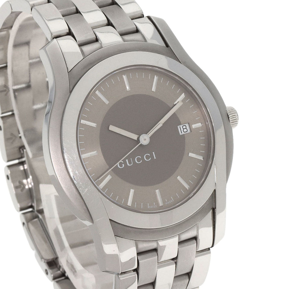 Gucci Watches Quartz 5500XL Stainless Steel , Stainless Steel Silver Round face Silver dial mens