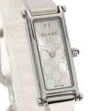 Gucci Watches Quartz 1500L Stainless Steel , Stainless Steel Silver GG Square Face 1P Diamond Silver dial Women