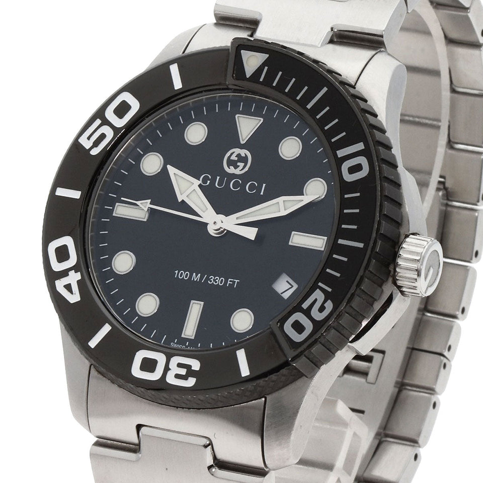 Gucci Watches Quartz YA126.2 Stainless Steel , Stainless Steel Silver G timeless diver black dial mens