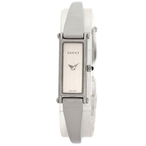 Gucci Watches Quartz 1500L Stainless Steel , Stainless Steel Silver Square face bangle Silver dial Women