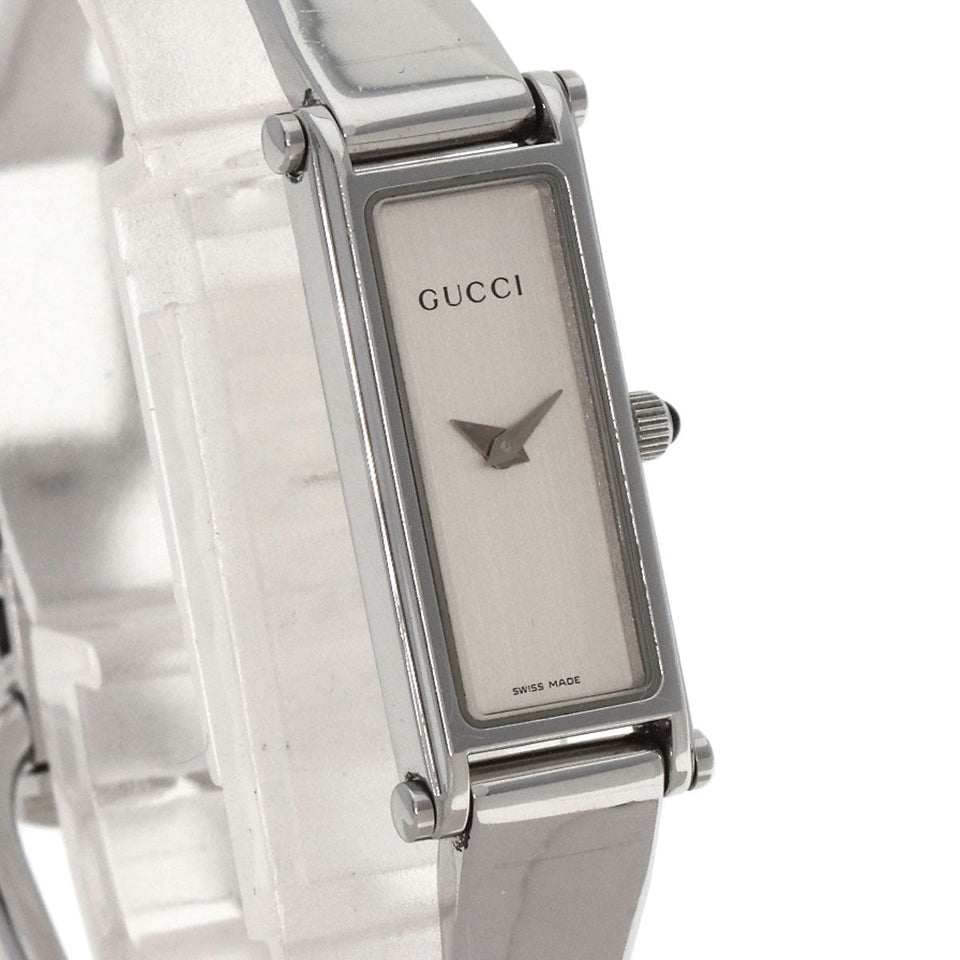 Gucci Watches Quartz 1500L Stainless Steel , Stainless Steel Silver Square face bangle Silver dial Women