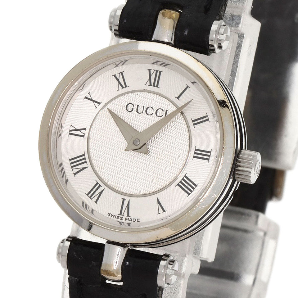 Gucci Watches Quartz 2040L Stainless Steel, Leather Silver Sherry line Silver dial Women