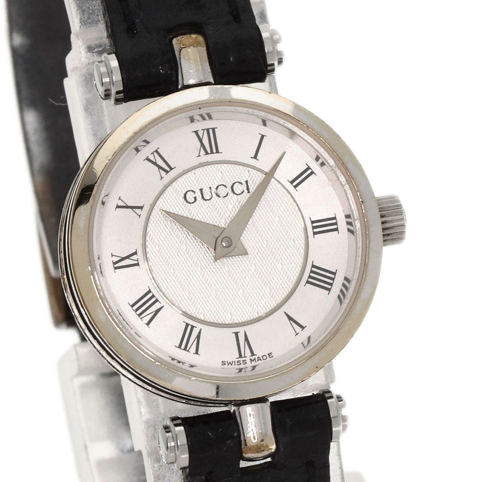 Gucci Watches Quartz 2040L Stainless Steel, Leather Silver Sherry line Silver dial Women