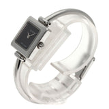 Gucci Watches Quartz 1900L Stainless Steel , Stainless Steel Silver Square face black dial Women