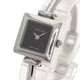 Gucci Watches Quartz 1900L Stainless Steel , Stainless Steel Silver Square face black dial Women
