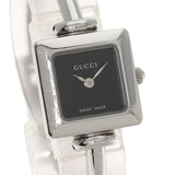 Gucci Watches Quartz 1900L Stainless Steel , Stainless Steel Silver Square face black dial Women