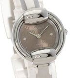Gucci Watches Quartz 1400L Stainless Steel , Stainless Steel Silver GG round face bangle Brown dial Women