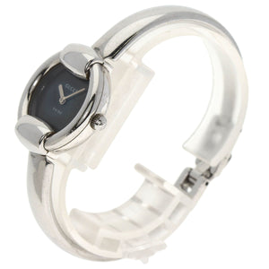 Gucci Watches Quartz 1400L Stainless Steel , Stainless Steel Silver round face bangle black dial Women
