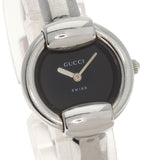 Gucci Watches Quartz 1400L Stainless Steel , Stainless Steel Silver round face bangle black dial Women