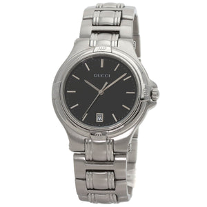 Gucci Watches Quartz Stainless Steel , Stainless Steel Silver Round face black dial mens