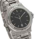 Gucci Watches Quartz Stainless Steel , Stainless Steel Silver Round face black dial mens