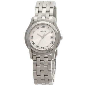 Gucci Watches Quartz 5500M Stainless Steel , Stainless Steel Silver Round face Silver dial mens